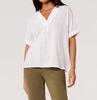 pleat detail v-neck top in white