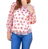cheetah mash embroidered top in pink/red