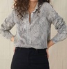classic button down shirt in hand painted snake print