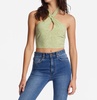 retro wave woven crop top in moss meadow
