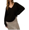 wilder washed v-neck longsleeve top in black