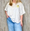 smiley face iconic top in heather grey
