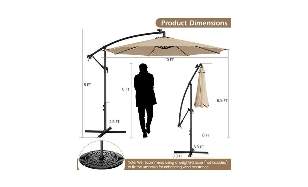 Umbrella with Integrated LED Lights for Evening Outdoor Spaces