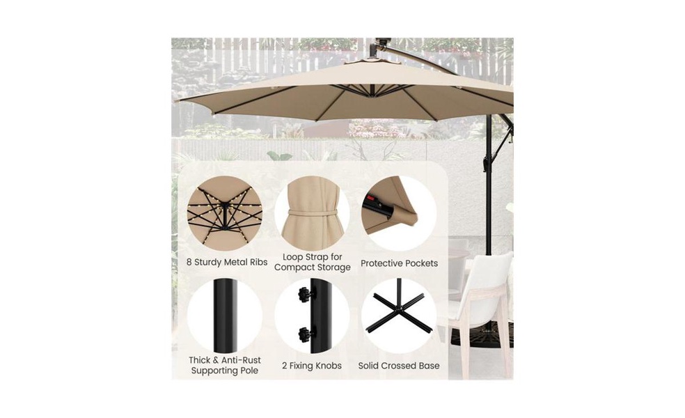 Umbrella with Integrated LED Lights for Evening Outdoor Spaces