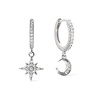 Crescent Moon Huggie Hoops - Celeste Silver