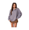 Womens Stripey Oversized Collared Shirt