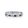 Mens Stainless Steel Black Carbon Fiber Link Bracelet