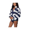 Womens Striped Two Piece Knit Scarf Cardigan