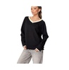 Women's Contrast V Neck Knit Sweater