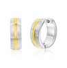 Stainless Steel 15mm Lined Matte & Polished Huggie Hoop Earrings