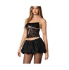 Womens Contrast Ribbon Lace Halter Top