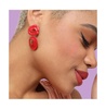 Women's Red  Circular Hollow Drop Earrings