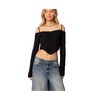 Womens Triangle Hem Off Shoulder Sweater