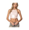 Womens Sequin Open Back Halter Top