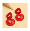 Women's Red  Circular Hollow Drop Earrings