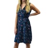 crinkle chiffon printed wrap dress in navy