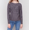printed boat neck dolman sleeve sweater in charcoal