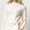 tie waist mock neck top in talc