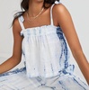 tie shoulder top in navy tie dye