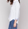 linen blend button down in white