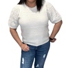 doc short puff sleeve knit sweater in white