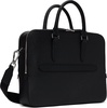 Black Structured Leather Logo Lettering Briefcase