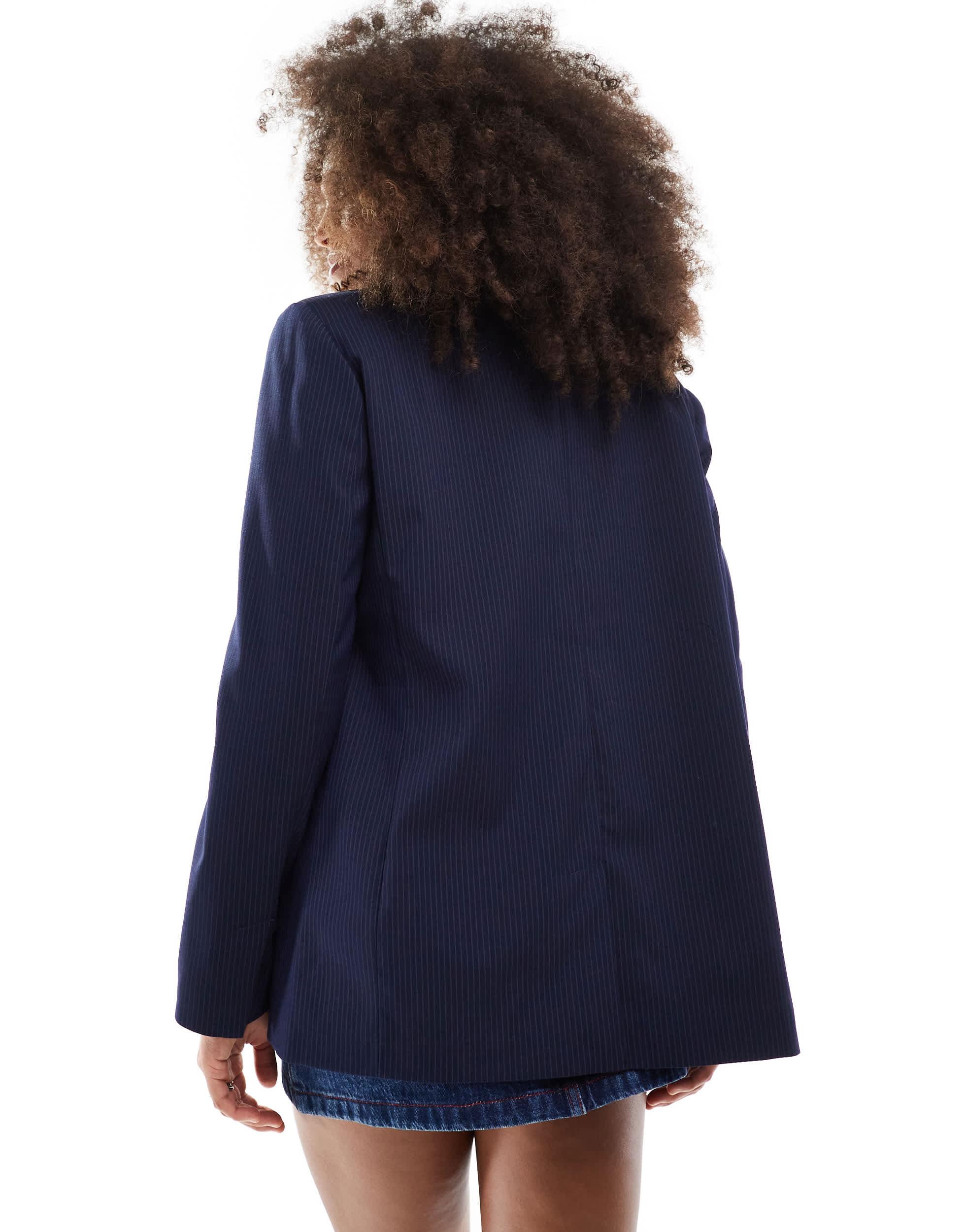 Bershka oversized blazer in navy