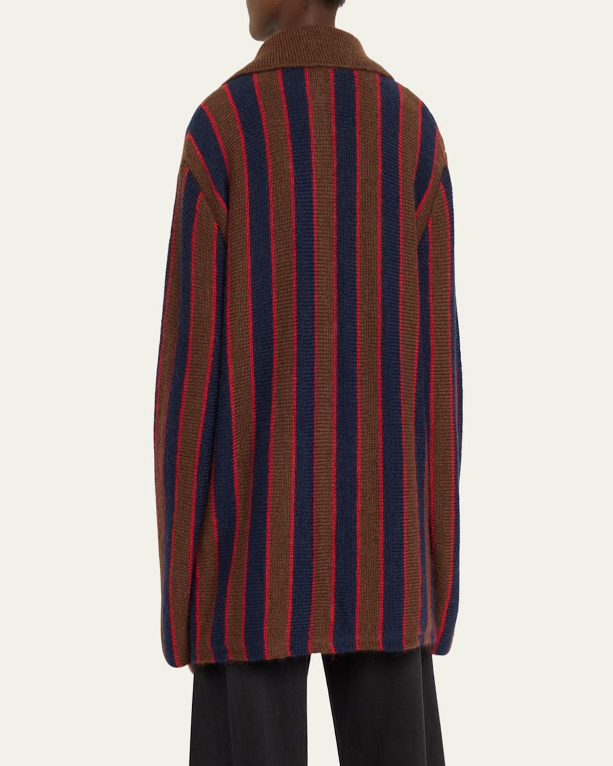 Mohair Stripe Collared Cardigan