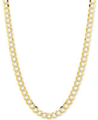 18" Two-Tone Open Curb Link Chain Necklace (3-5/8mm) in Solid 14k Gold & White Gold