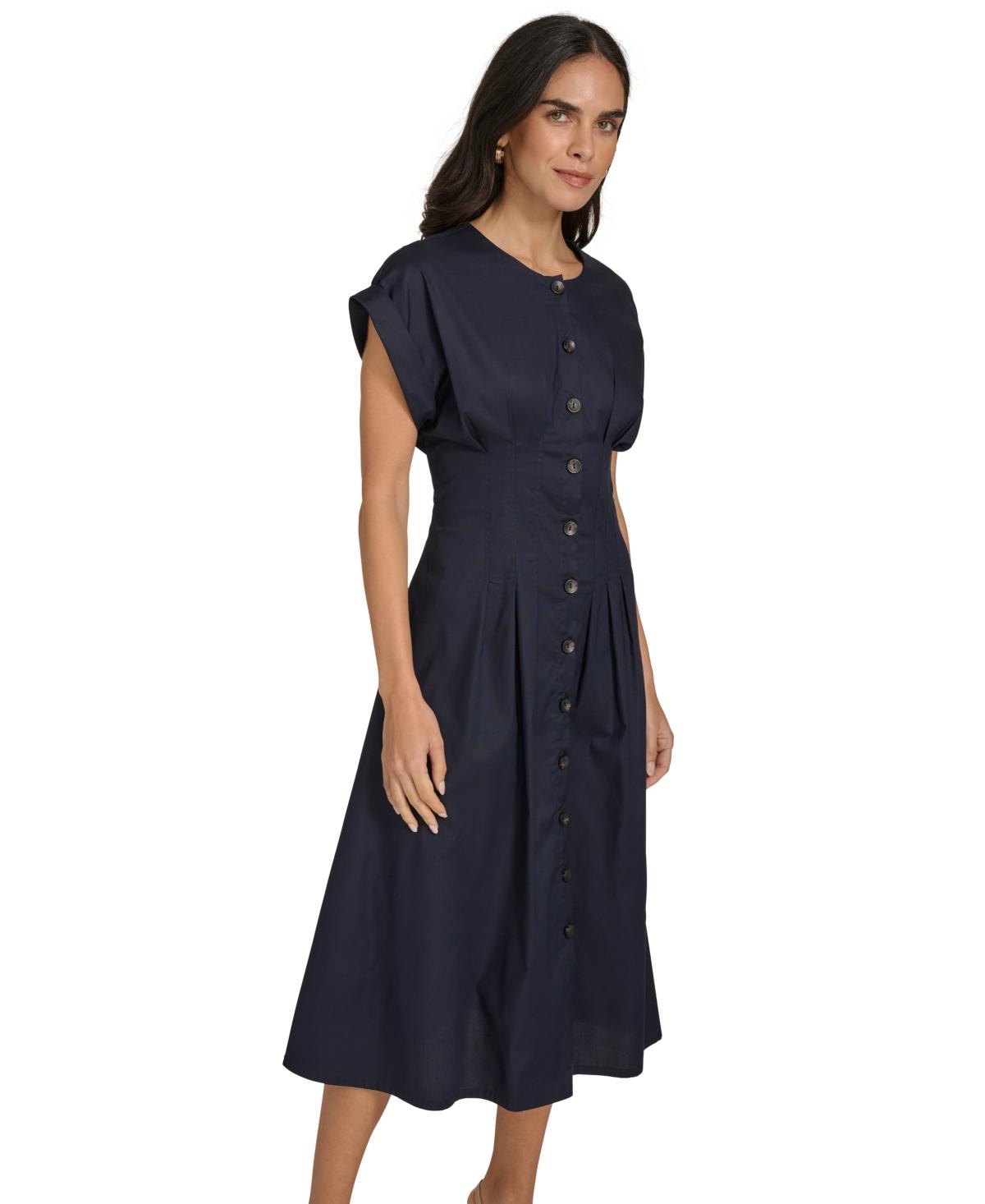 Women's Jewel-Neck Short-Sleeve Shirtdress 