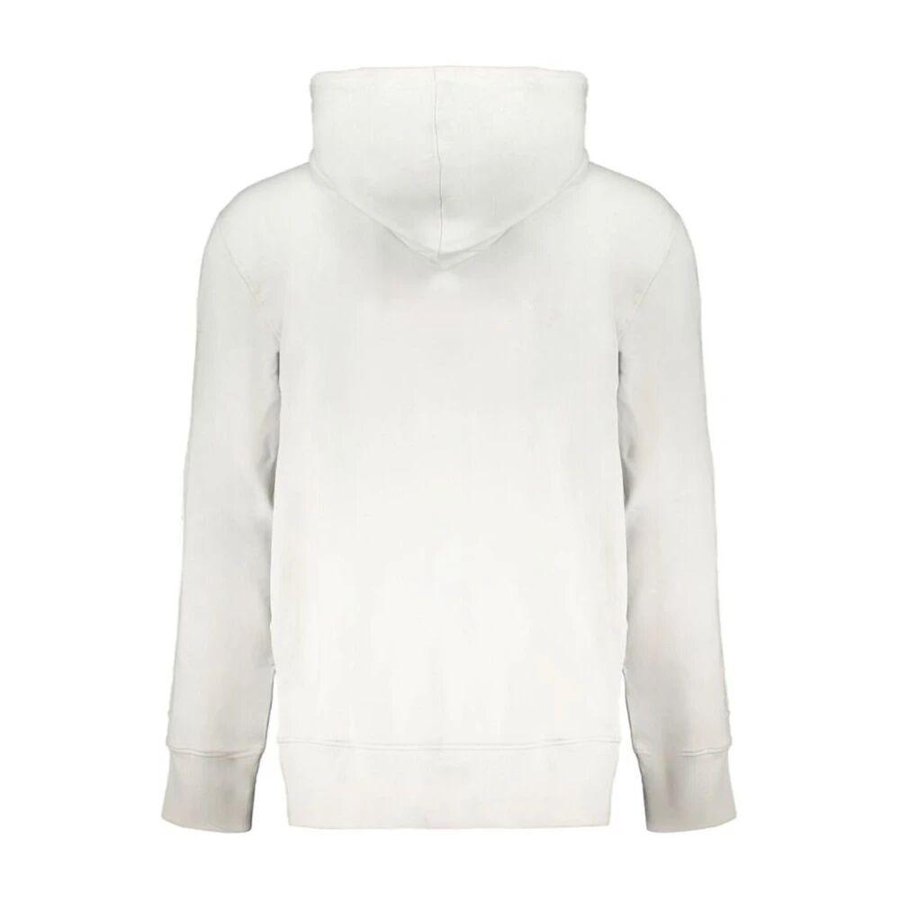 Gray Hooded Cotton Sweater Logo Print