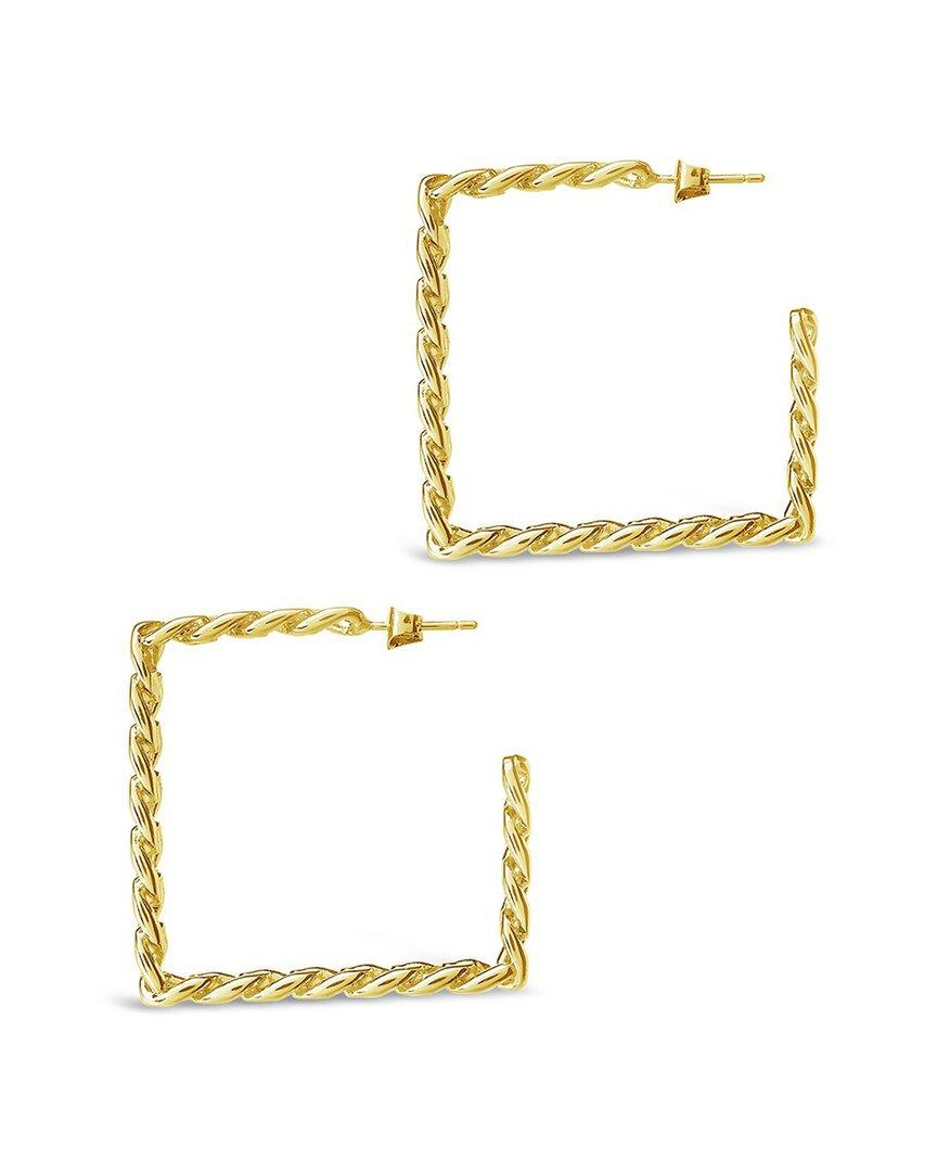 Sterling Forever 14K Plated Cuban Link Hoops